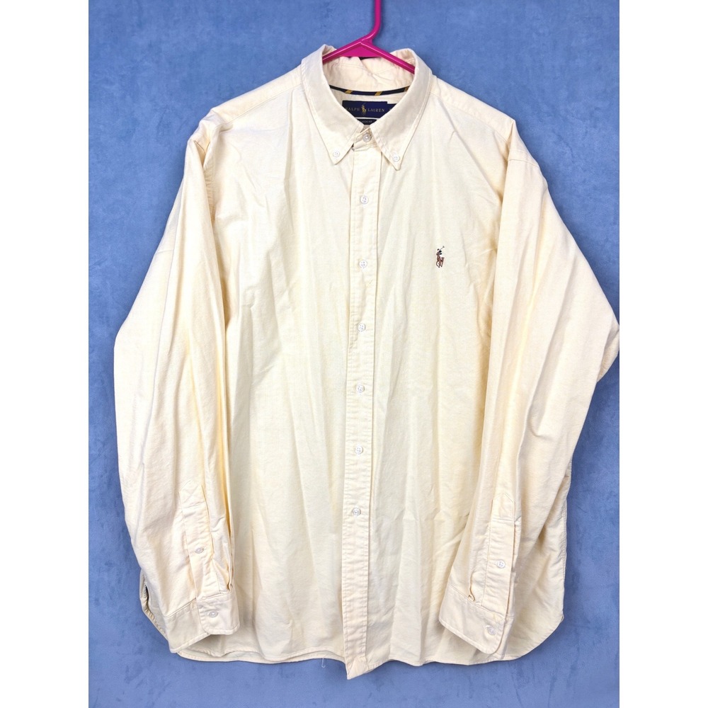 Ralph Lauren Mens XXL Classic Fit Oxford Shirt Yellow Cotton Button Down